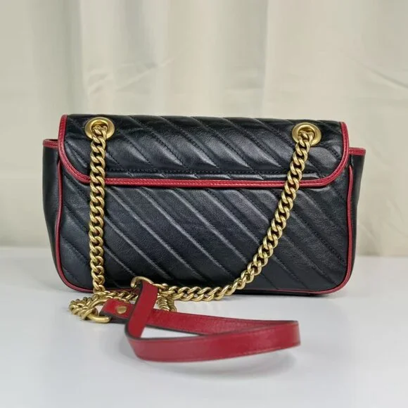 Gucci Black Leather Medium Marmont Flap Shoulder Bag - Picture 3 of 8